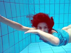 Sexy tight teen Marusya swims naked underwater