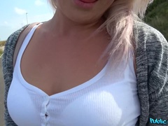 Public Agent (FakeHub): Sexy blondes public car bonnet fuck