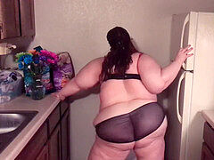 Kitchen striptease followed by plowing myself on the counter