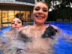 ANGELA WHITE - Hot Late Night Fuck with Gabbie Carter in the Pool - Angela white