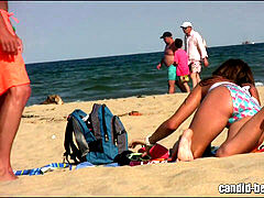 Spiaggia, Nudi, Pubblico, Ragazza, Guardone