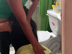 I grab my cousin's buttocks in the bathroom I invite her to play I really enjoy her round ass