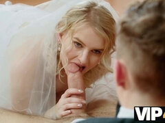 Watch Chris Atharsis' stunning wedding bride get caught in the act and punished with a hard fuck