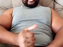 Thick bearded daddy takes it and cums