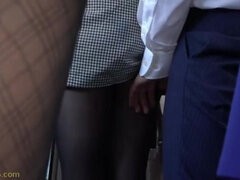 Asian teen in pantyhose public sex video