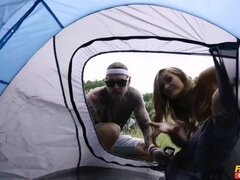 Festival Girls fucked in the campsite Indian British MILF teen threesome