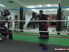 Babe humiliated and fucked in boxing gym