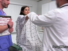Big tit teen patient gags on doctors dick