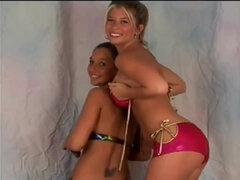 Christina and Halee model dancing - Big lesbian tits in bikini