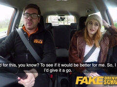 Azura alii's hot driving skills are on display in Fake Driving School - POV car sex with a small-titted redhead