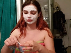 Sensational spa day masturbation with ahegao face ejaculation and piss on my face to wash the mask off