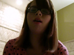 Nerdy glasses on a hottie banging in the bathroom