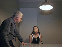 Jake munch and slobber Izzy's teen cock-squeezing rear entrance inside the interrogation room