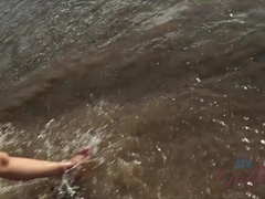 Amatør, Strand, Bikini, Blond, Blotting, Utendørs, Synsvinkel, Offentlig