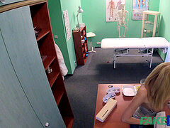 FakeHospital stellar blonde milf feeds then pummels doctor on desk