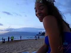 Jamie looks beautiful on the beach and underwater