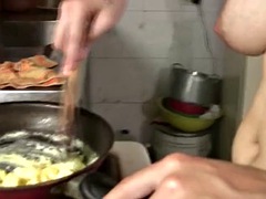 Lactation Fantasy  Daniela cooking eggs