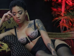 Tattooed ebony with big boobs Honey Gold screwed in the missionary pose