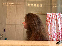 barely legal yr elderly Volleyball player HIDDEN CAMERA glass shower!