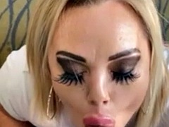 Chubby blonde with big tits takes a huge BBC