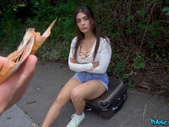 Tru Kait gets paid for some street fun with public agent in POV