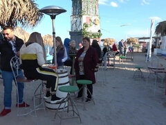 Mother Picked up from Beach Party gets her Face Covered with Sperm !