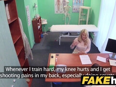 Czech blonde gets a wet pussy rubdown from dirty doctor in fake hospital