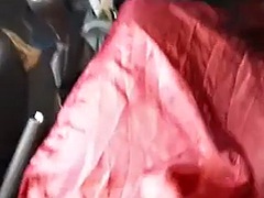 Masturbation cum in red satin Mukenah