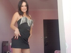 Hot brunette dominates with strap-on in foot worship role play