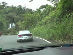 You got to play with Karly's puffies on the road to Hana