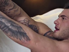 Men - Tattooed stud William Seed moans in pleasure while getting fucked by a hot guy