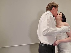 VIP4K. Black-haired bride gets fucked to orgasm before her wedding