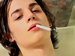 Gorgeous young smoker masturbates and squirts solo