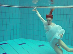 Swimming session in the pool of a naked sexy Russian girl