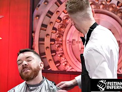 Butthole Barber Fist Fucks Horny Client - Logan Bell, Nathan Daniels - FistingInferno