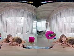 Tridimensionnel, Blonde, Sucer une bite, Pov, Réalité, Plan cul à trois