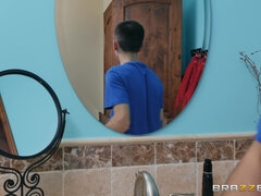 Nina Elle caught Jordi spying and jerking on her