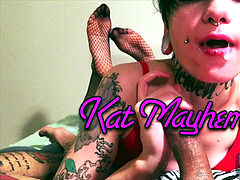 After School Pink & White Striped Sockjob Lipstick blowjob By tatted emo Punk