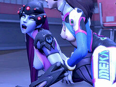 steaming huge dicked Widowmaker futa pounding hard with heroes