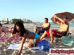 Gina Valentina & Kobi Brian team up to swap partners in hot foursome action on the beach