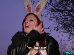 Hot Redhead Easter Bunny Girl Fucked Outside - sex for cash
