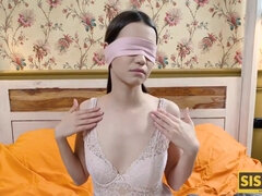 Whore has an act of procreation with stepbro who takes advantage of blindfold