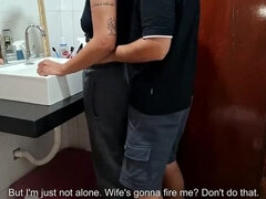 Hot Maid Caught in Bathroom While Wife Sunbathes - Fucked Hard by Boss