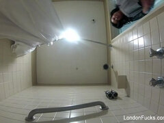 Asiatique, Derrière les coulisses, Gros cul, Gros seins, Hôtel, Actrice du porno, Douche, Mouillée