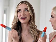 ビキニ, ブロンド, レズビアン, なめる, 剃毛