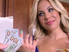 Stor rumpe, Stor kukk, Blond, Kukk suging, Bakfra, Kjøkken, Milf, Penger