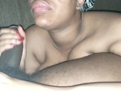 Ebony Teen with Big Natural Tits has POV Oral Sex