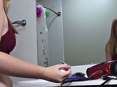 Skinny teen with glasses fucked and anal fucked by redhead Stepcomrades