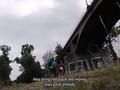 Vakker, Brunette, Cougar, Par, Offentlig, Skrikende, Stemor, Suging