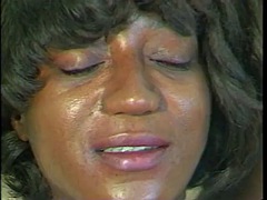 黒人, フェラチオ, 茶髪の, カップル, 黒人, 顔射, オッパイの, ヴィンテージ